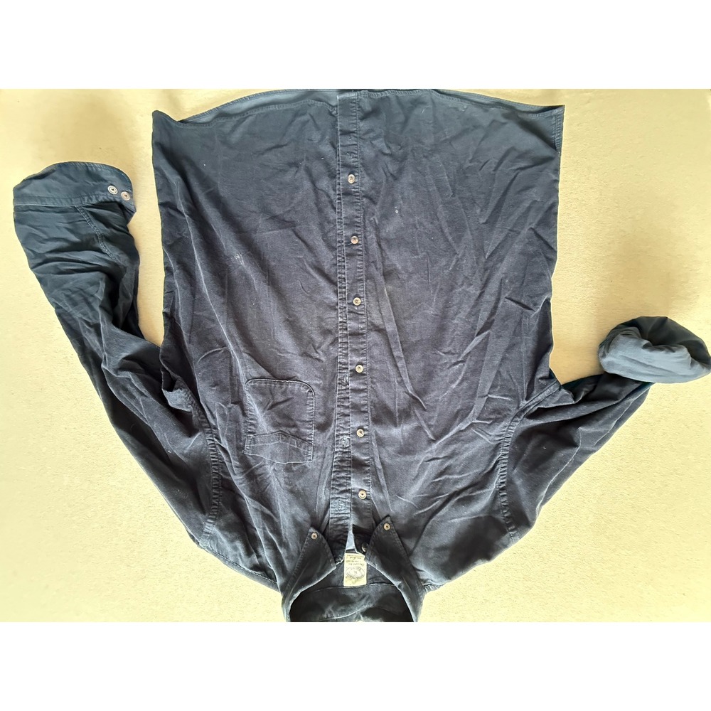 Brooks Brothers Regent Fit Corduroy Shirt Navy Blue XL Long Sleeve Button Down